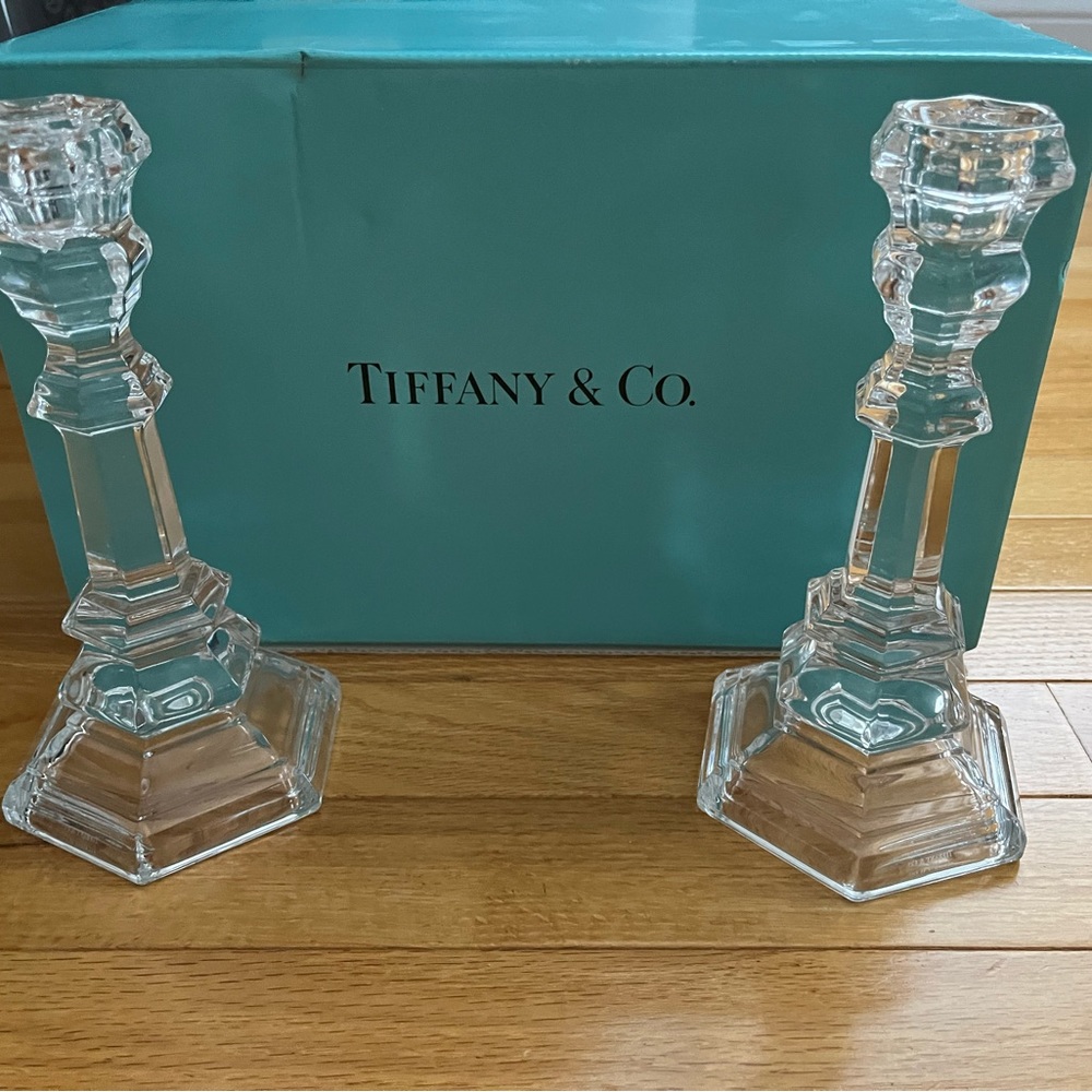 Tiffany and co candlestick never used. Crystal.